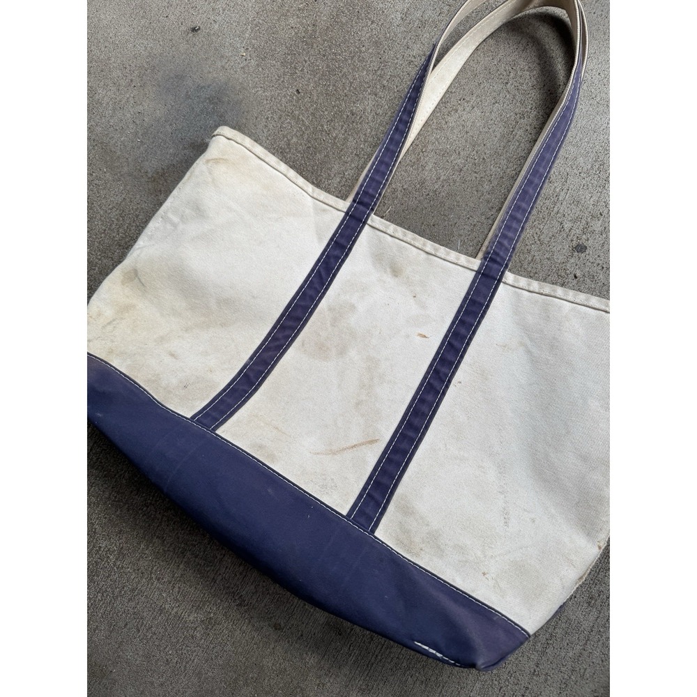 Vintage 90s LL Bean Boat and Tote Navy Blue Canvas Large Distressed USA